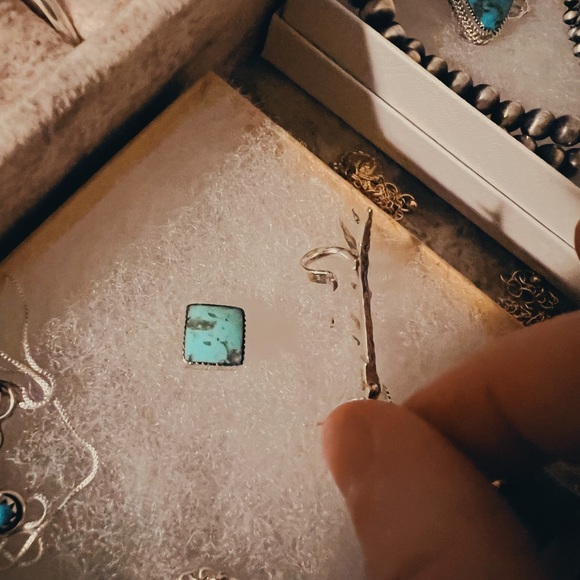 Genuine Turquoise and Silver Antler Crawler Earring Set - Picture 3 of 3